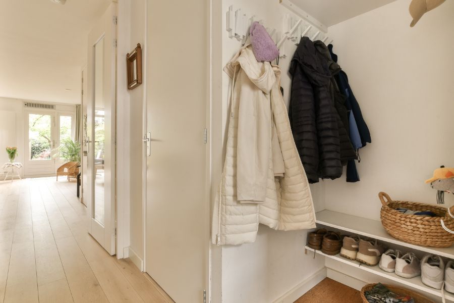 coats and shoes near the entryway