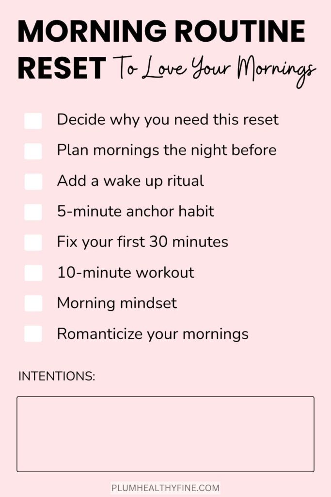 Morning Routine Reset checklist printable