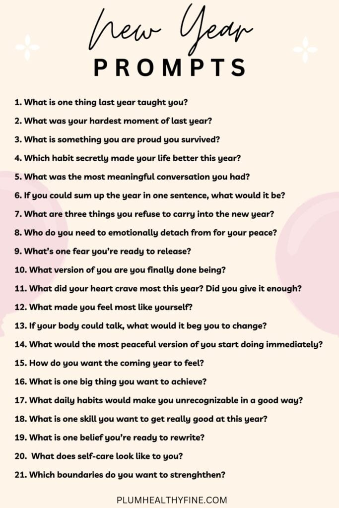New Year Prompts printable